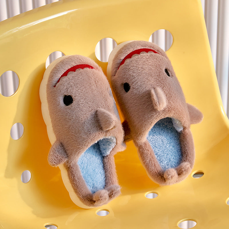 Children's Fashionable Simple And Cute Shark Cotton Slippers