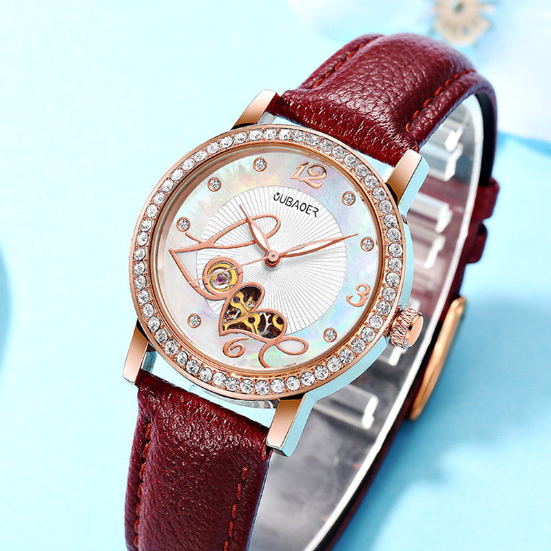 Mechanical hollow luminous belt waterproof watch