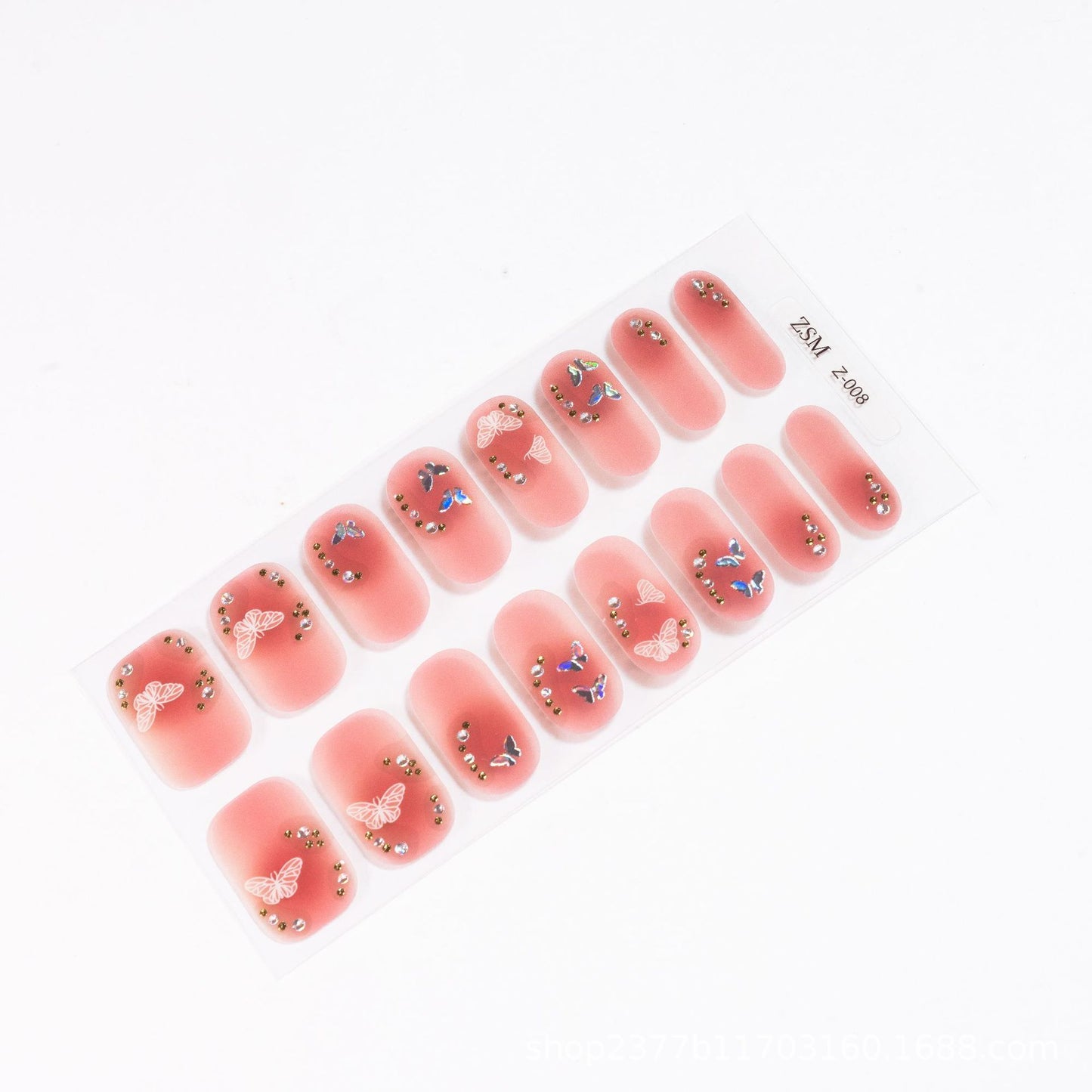 16 Finger Diamond Nail Sticker 3D Waterproof