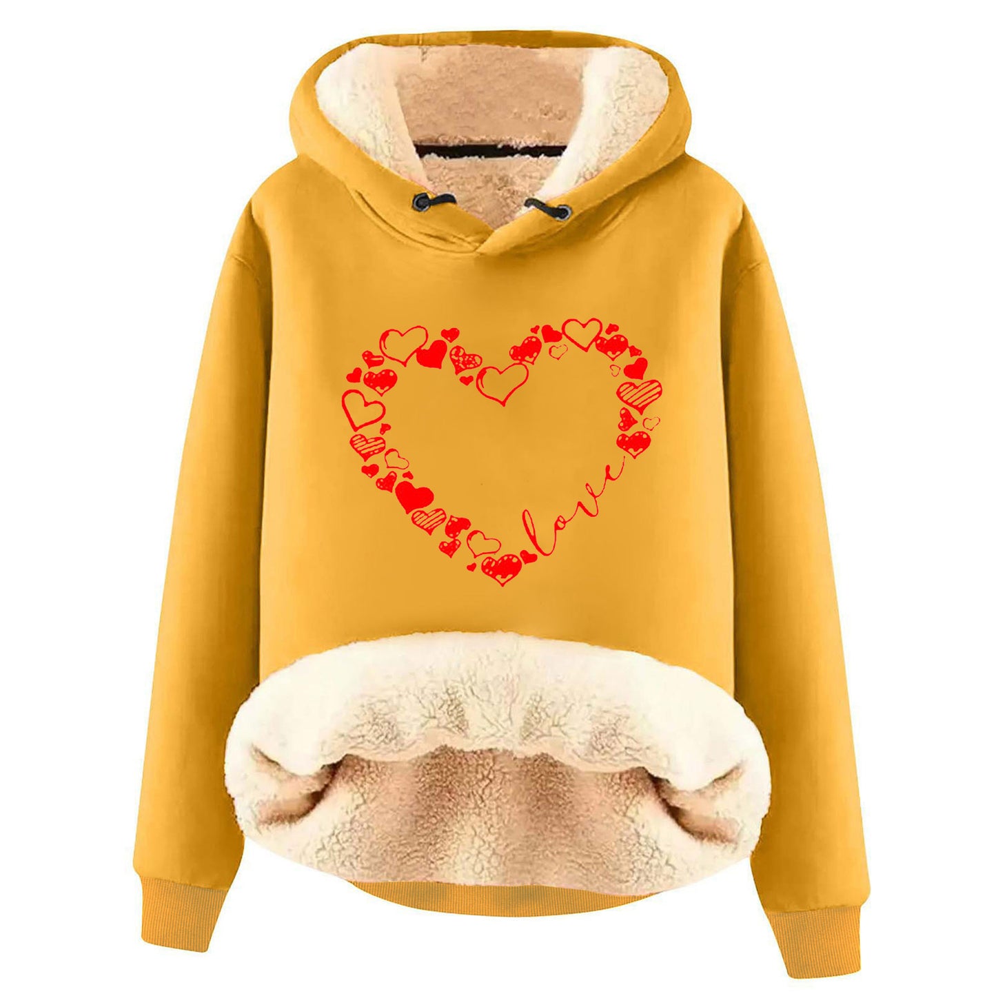 European And American Hooded Sweater Fleece Lined Padded Warm Keeping Loose Hooded Pullover