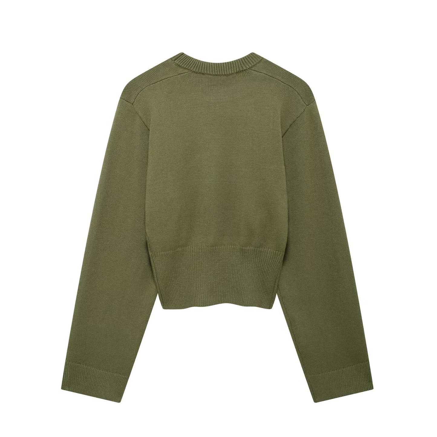 Women's Ribbed Wide Sleeve Round Neck Long Sleeve Sweater