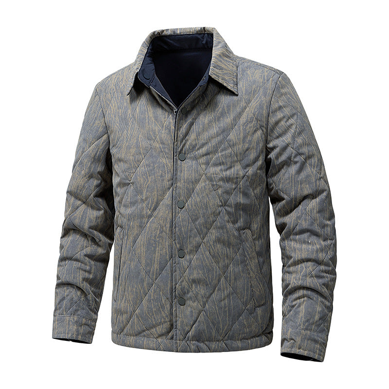 Retro Tie-Dye Reversible Casual Collared Trendy Warm Jacket