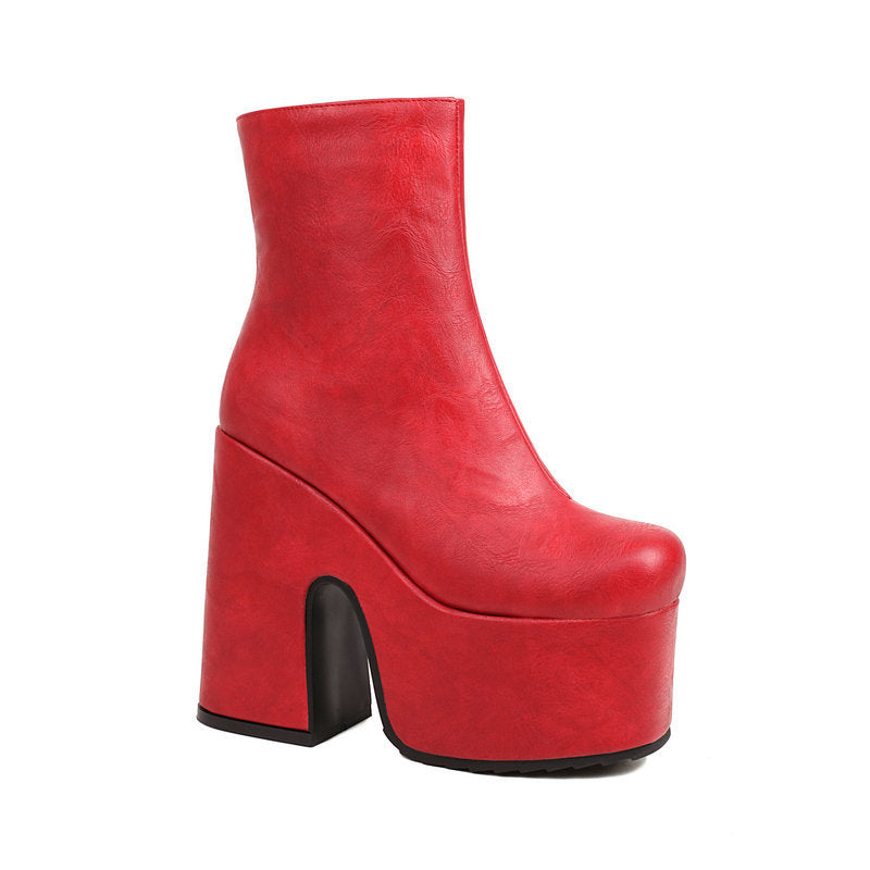 Slim High-heeled Fashion Boots With Side Zippers