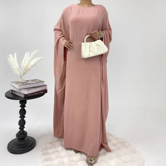 Womens Cinched-waist Batwing-sleeve Dress