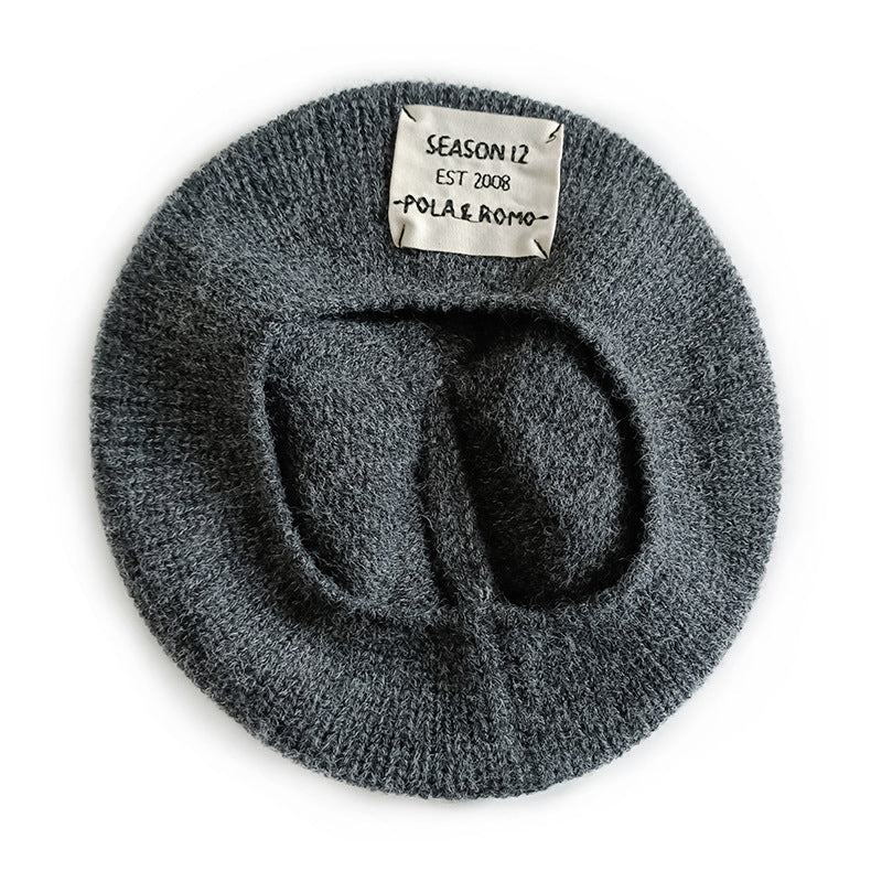 Comfortable Beret Wool Art Cloth Label Embroidered Letters Casual