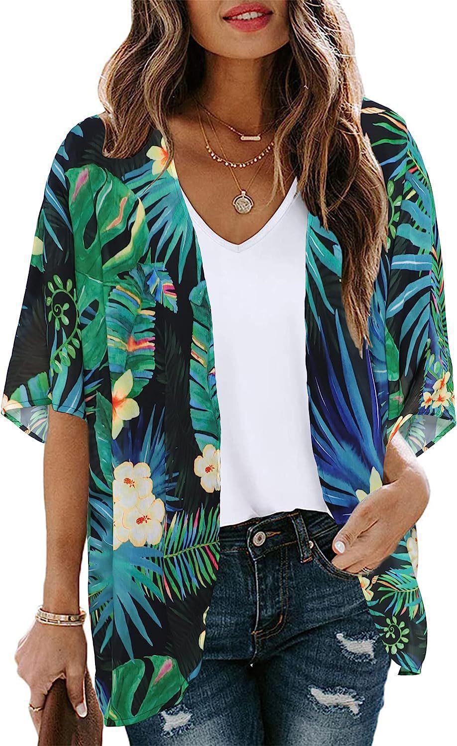 New Beach Bikini Sun Protective Blouse Vacation Chiffon Printed Cardigan