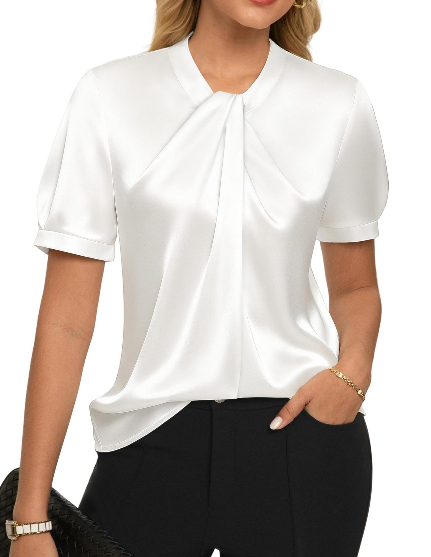 Short-sleeve Satin Shirt Business Casual