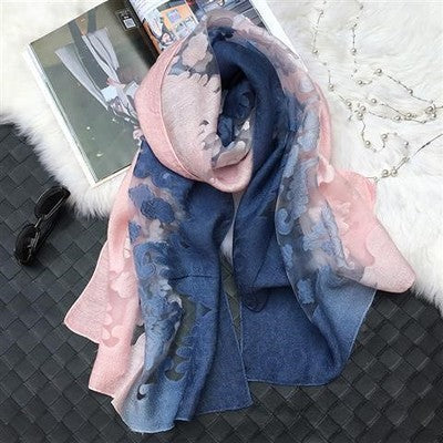 Gradient Cut Flower Organza Lace Scarf