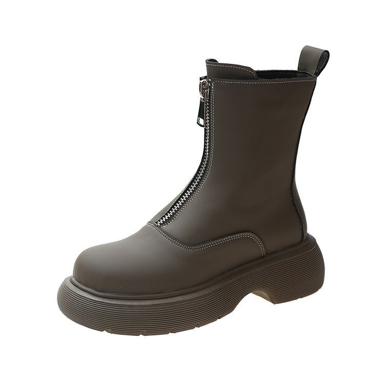 British Style Spring And Autumn Elephant Gray Thick-soled Thin Boots
