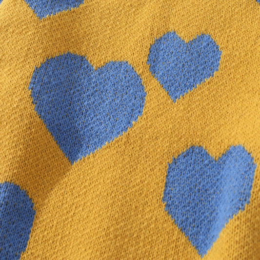 Jacquardstrikket sweater med hjerter til mænd