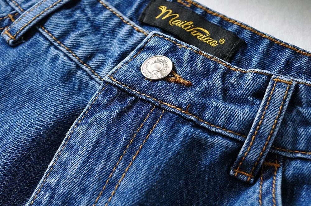 High Waist Slim Wide Leg Jeans Retro Tooling Fashion Stitching Long