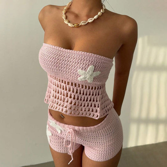 Sexy Knitted Cover-Up Sun Protection Set For Women