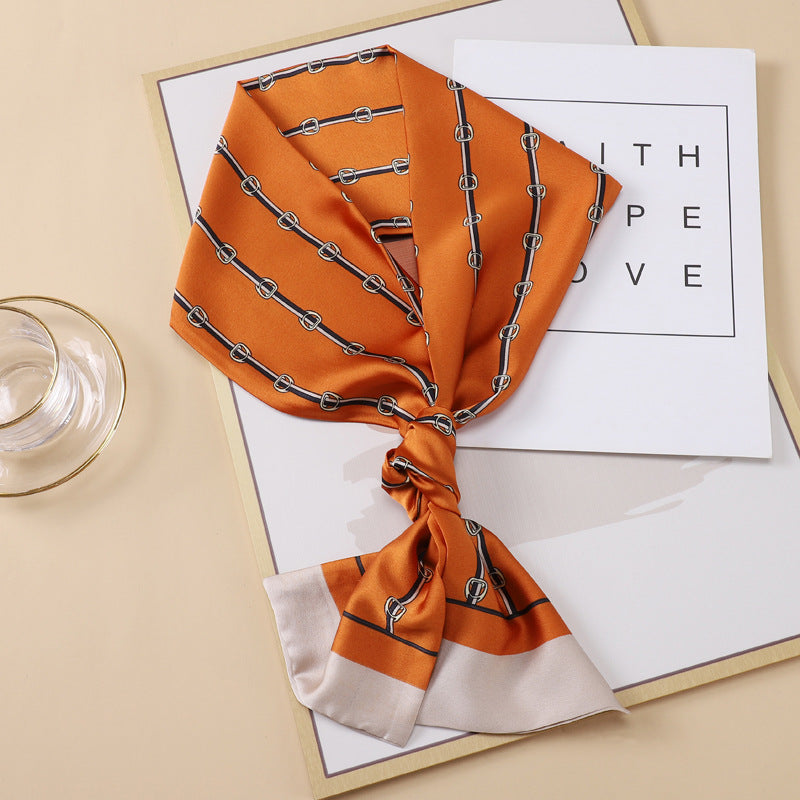 Small Silk Scarf Thin And Long Hair Binding Double Layer