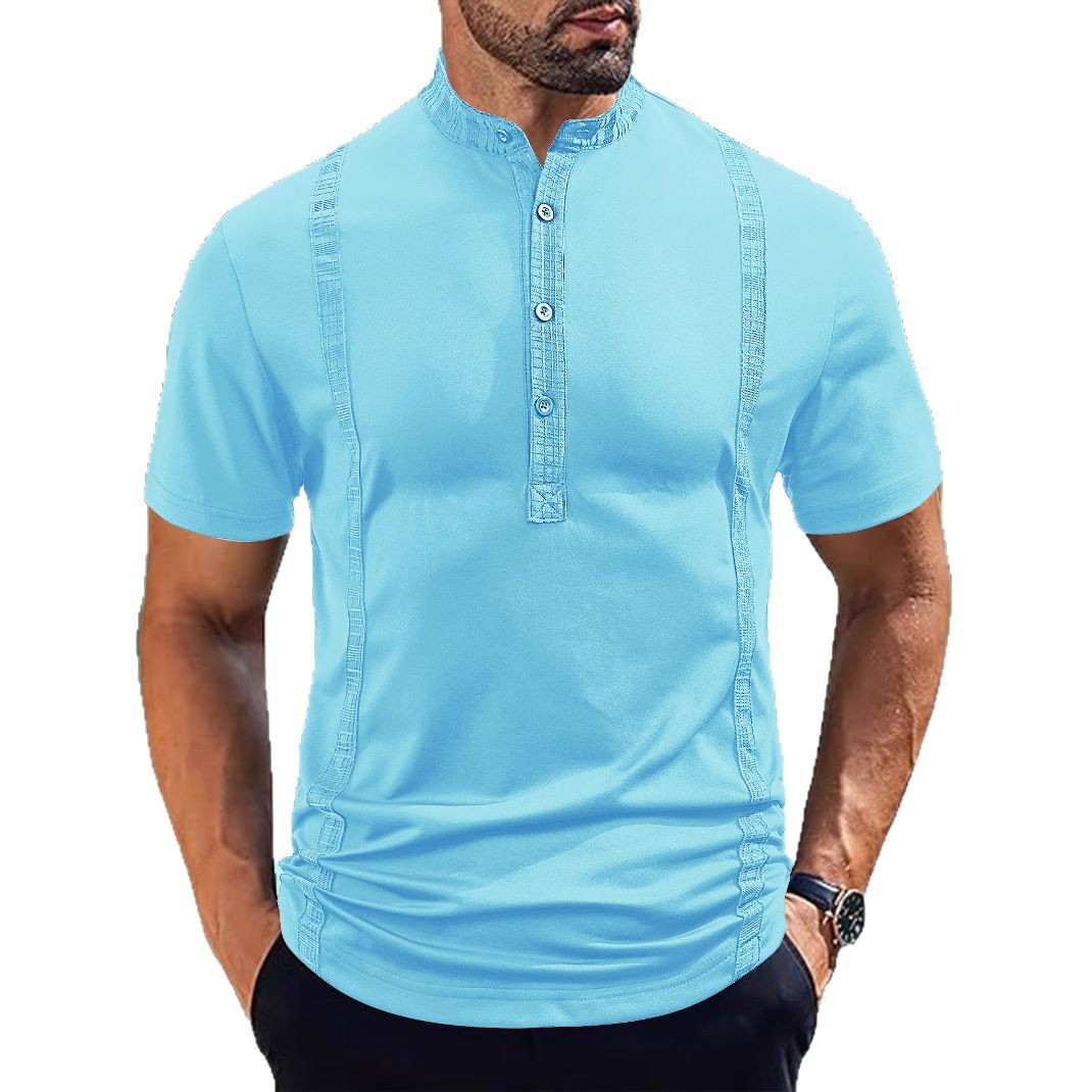 Casual Pearl Cotton Twill Short-sleeved Polo Shirt