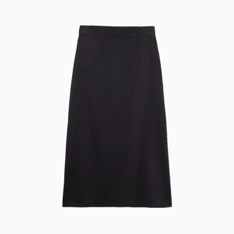 Back Slit Straight Tube Slimming High Waist Black Long Skirt