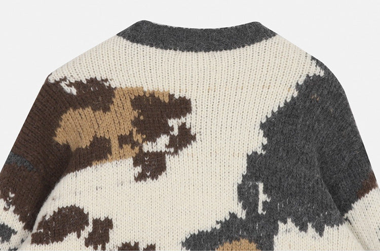 Men's Trendy Japanese Jacquard Loose Round Neck Sweater