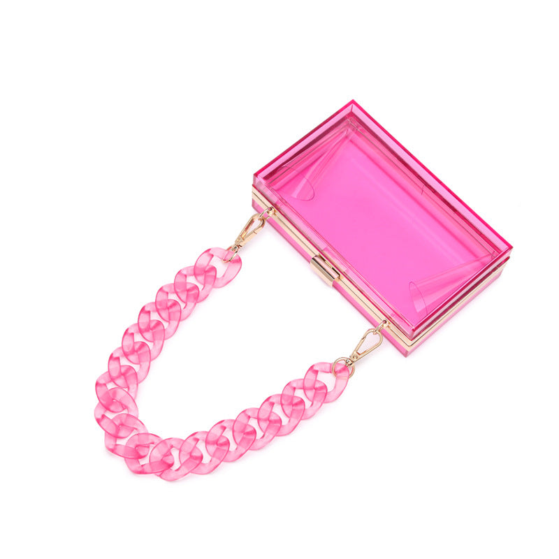 Transparent One-shoulder Messenger Mini Square Bag  Acrylic