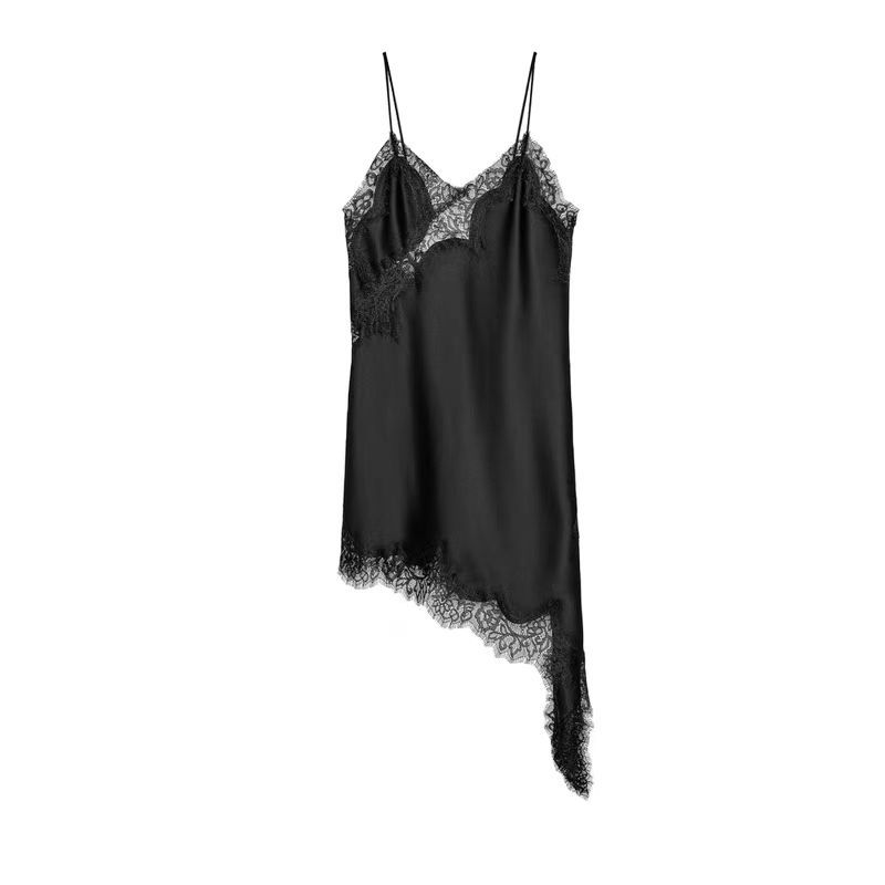 Women's Lace-trimmed Irregular Hem Dress