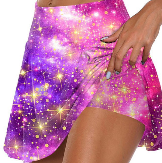 Printed Fake Two-piece Leggings Shorts