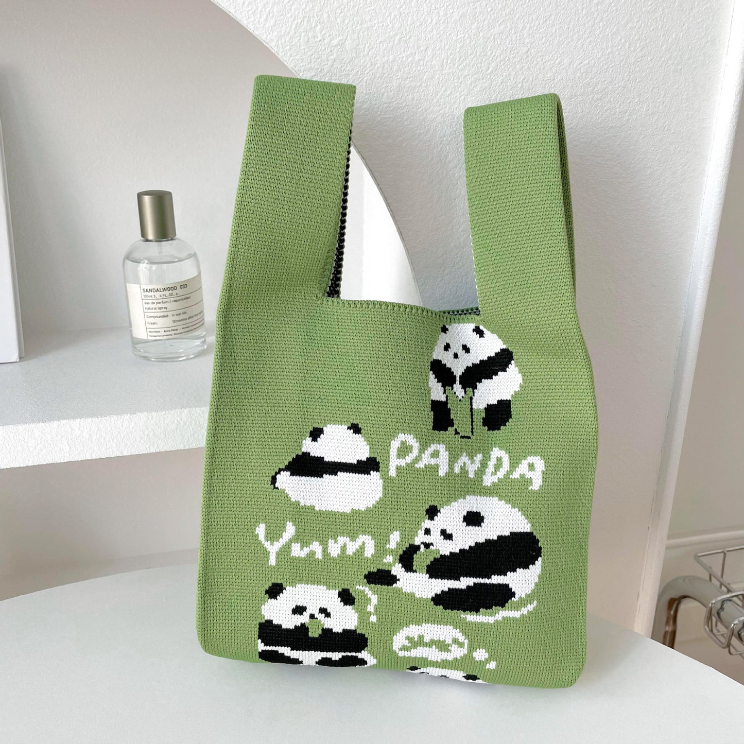 Vesttaske Strikket Sød Panda Skuldertaske