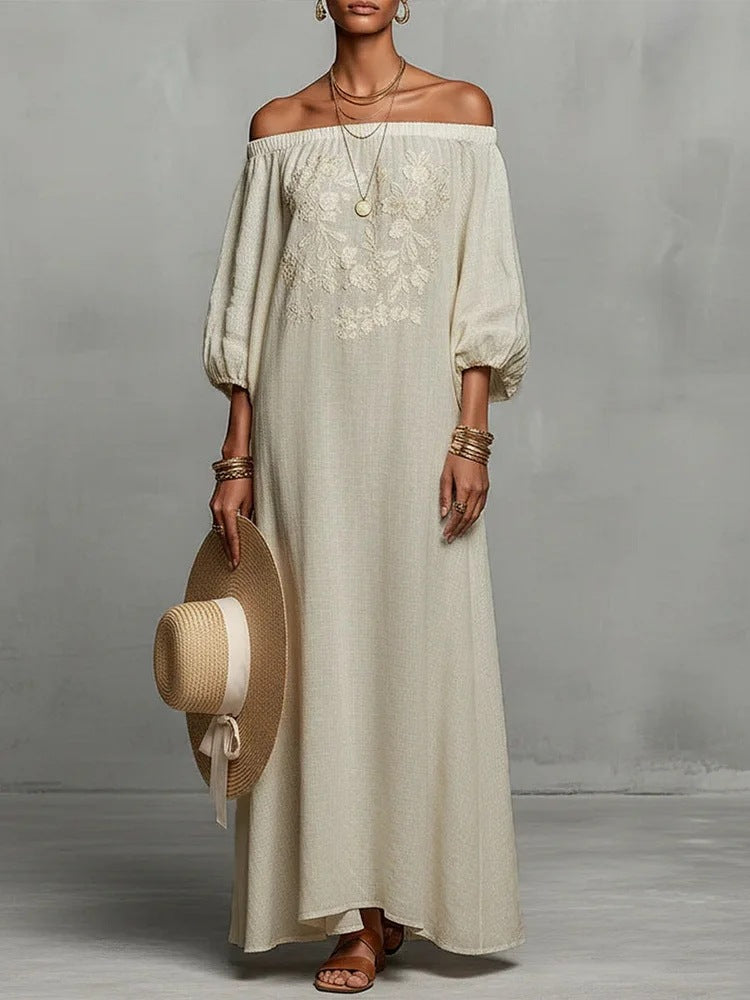 Off-shoulder Long Dress Vacation Dress