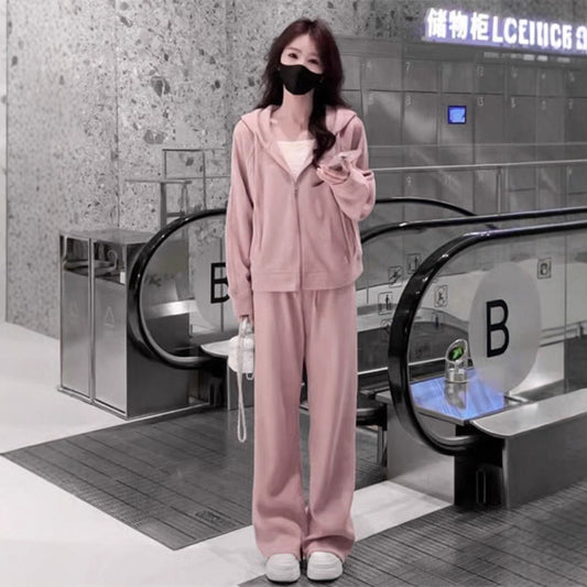 Loose Fashion Hooded Sweatshirt Wide Leg Pants