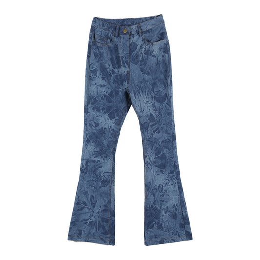 Women's Tie Dyed Bootcut Jeans High Waist Slim Skinny Fit