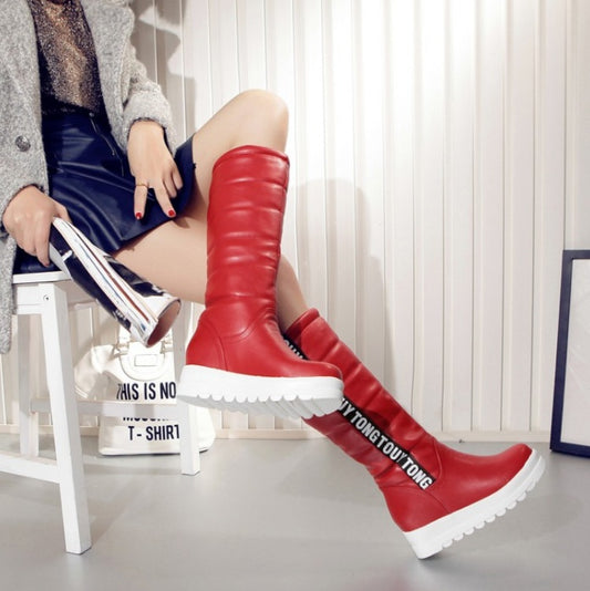 Women's High-top Thick-soled Flat Warm Cotton Boots