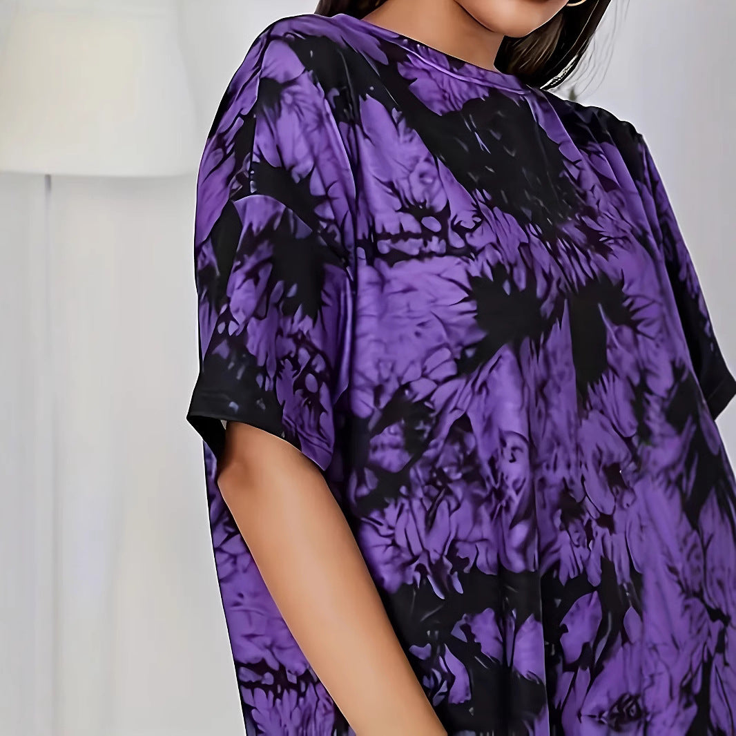 Pullover Tie-dyed Loose Round Neck Short Sleeve