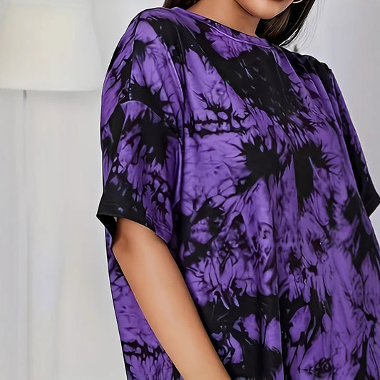 Pullover Tie-dyed Loose Round Neck Short Sleeve
