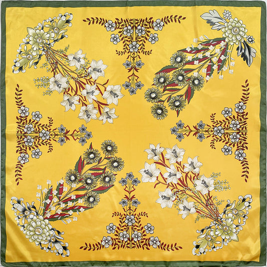 Silk Printed Square Scarf In Europe And America