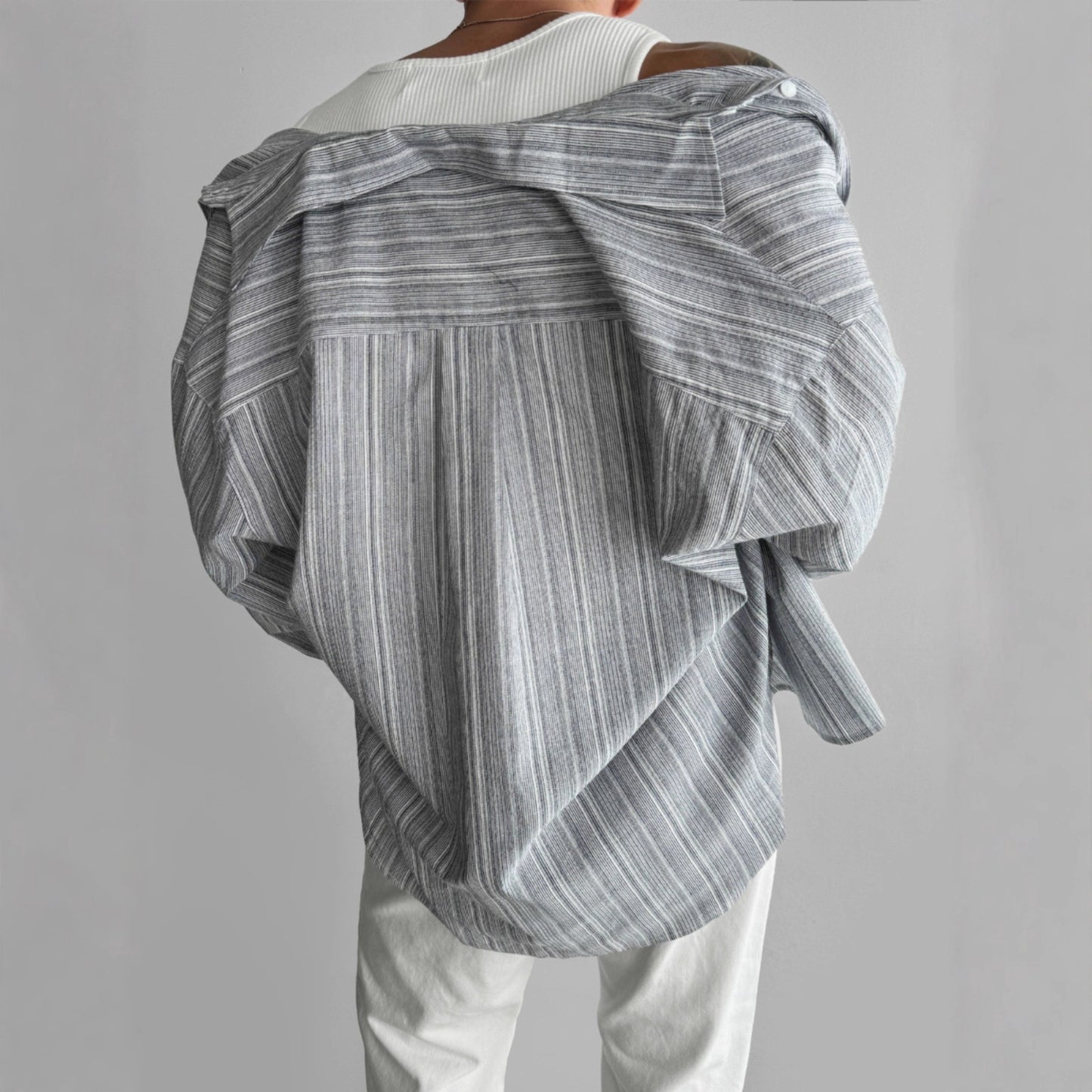 Men's Casual Korean Style Loose Vintage Striped Shirt