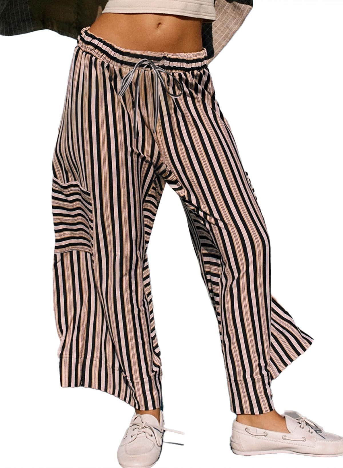 Summer Stripes Straight-leg Pants Women's Clothing