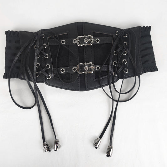 Vintage Lace Strap Ladies Decoration Fashionable Outerwear Elasticated Waist Width Leather Belt