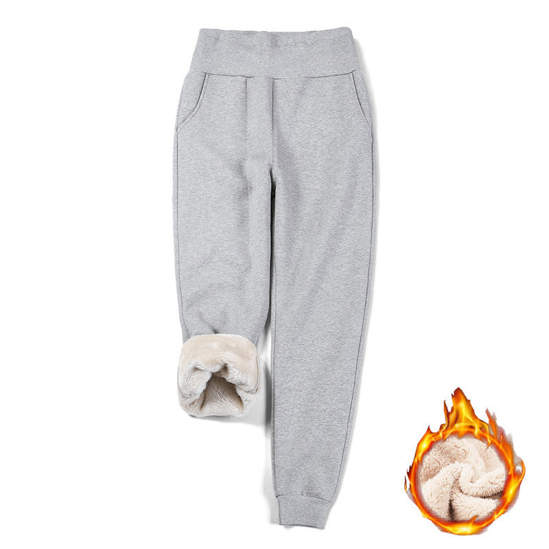High Waist Warm And Fleece Trousers Show Thin Feet In Leisure