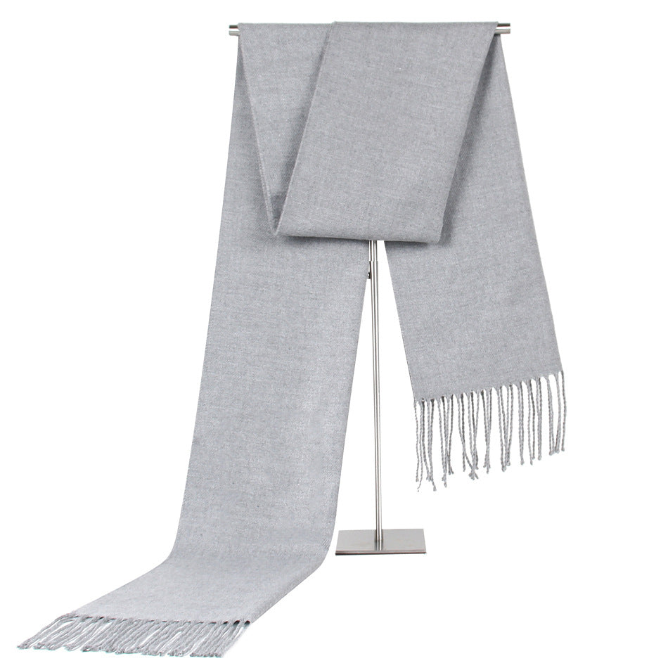 Solid Color Men's Scarf Faux Cashmere Tassel