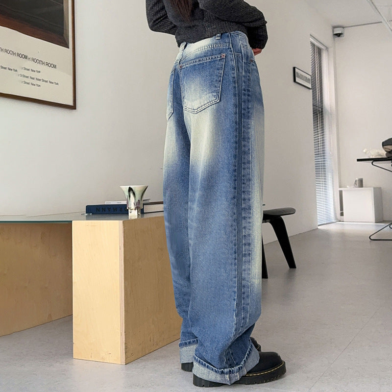 Loose Personality Street Washed And Worn Jeans