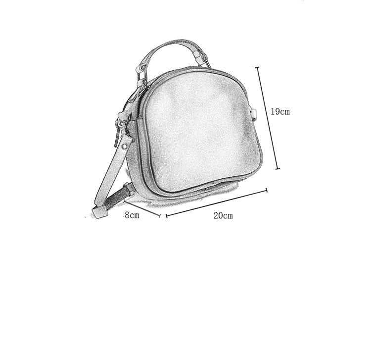 Japansk-inspireret Retro Originalt Design Håndlavet Crossbody-taske i Ægte Læder med Dobbelt Lynlås og Skelet-skin