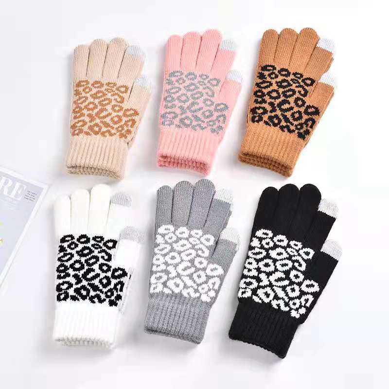Winter Touch Screen Gloves Knitted Jacquard Men's And Women's Fingers