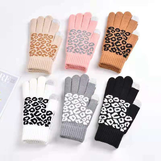 Winter Touch Screen Gloves Knitted Jacquard Men's And Women's Fingers