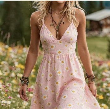 Dame blomstret sommerkjole i ny stil