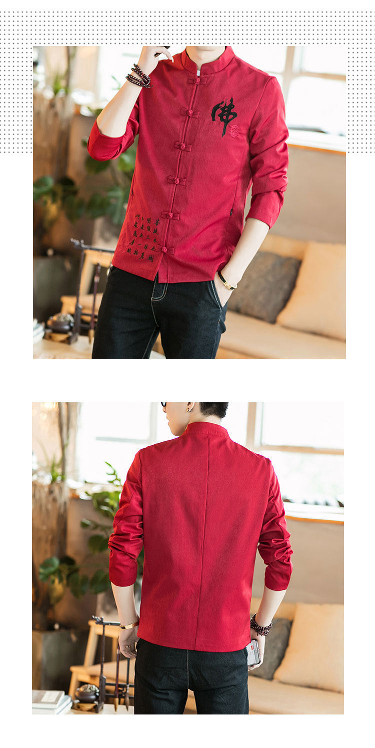 Chinese Style Men's Embroidered Buddha Casual Jacket
