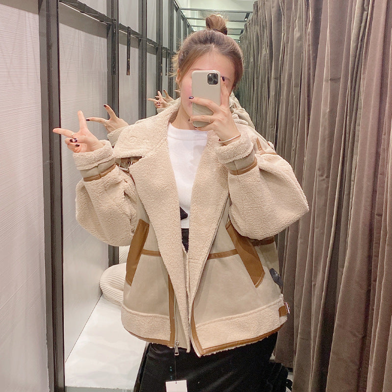 Veste zippée simple avec coutures pour femme