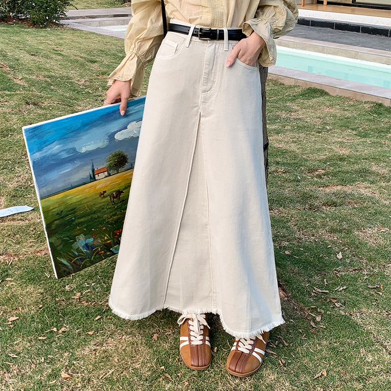 Women's High Waist Retro Denim Skirt