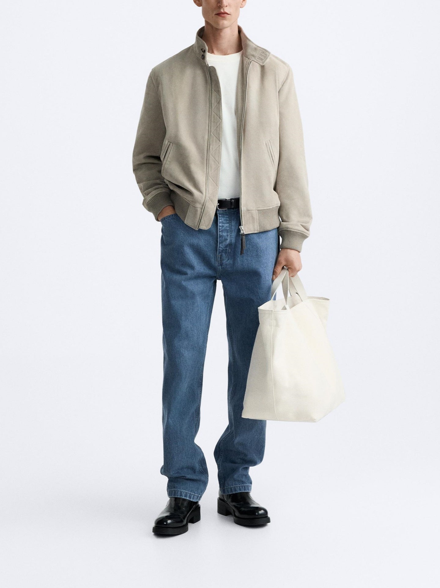Suede Texture Stand-up Collar Jacket