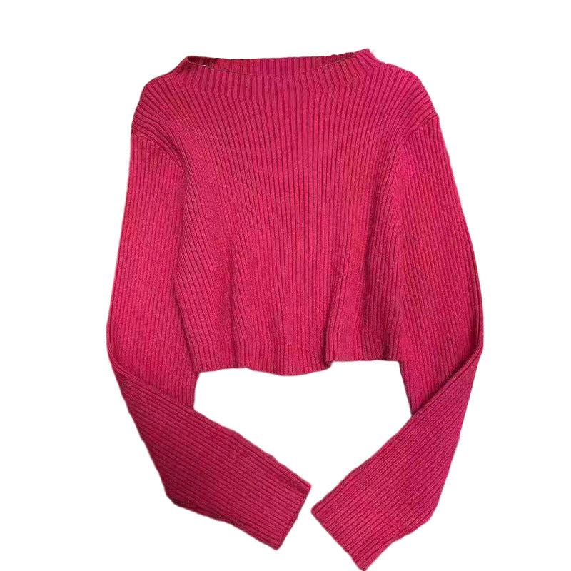 Womens Solid-Color Casual Fashionable Minimalist Knitted Top