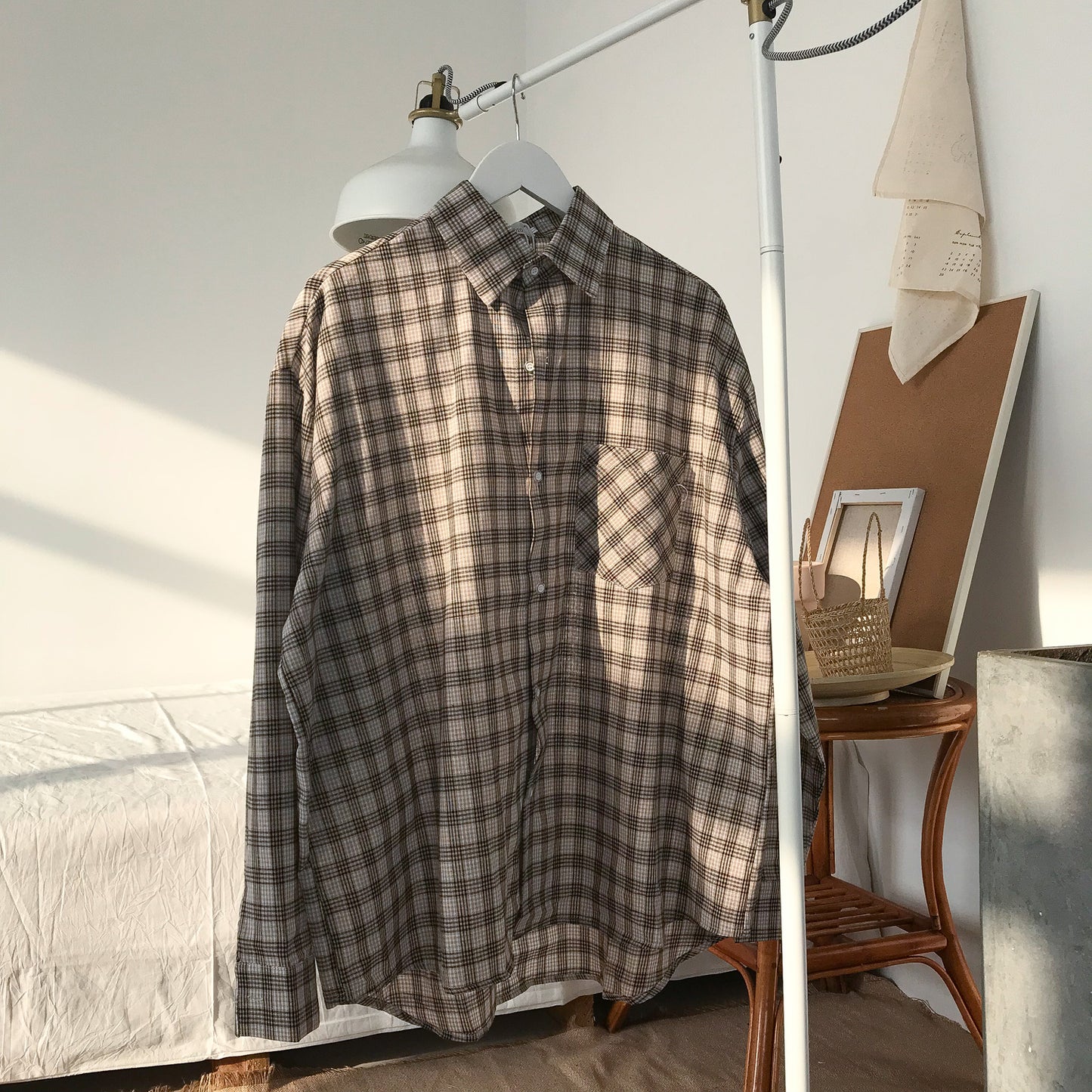 Loose Bf Plaid Shirt Jacket For Men And Women