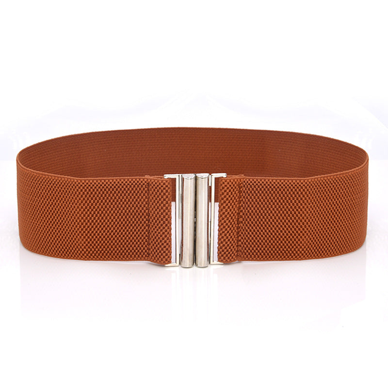 Elastic Elastic Silver Buckle Wide Belt Decorated Skirt Accessories