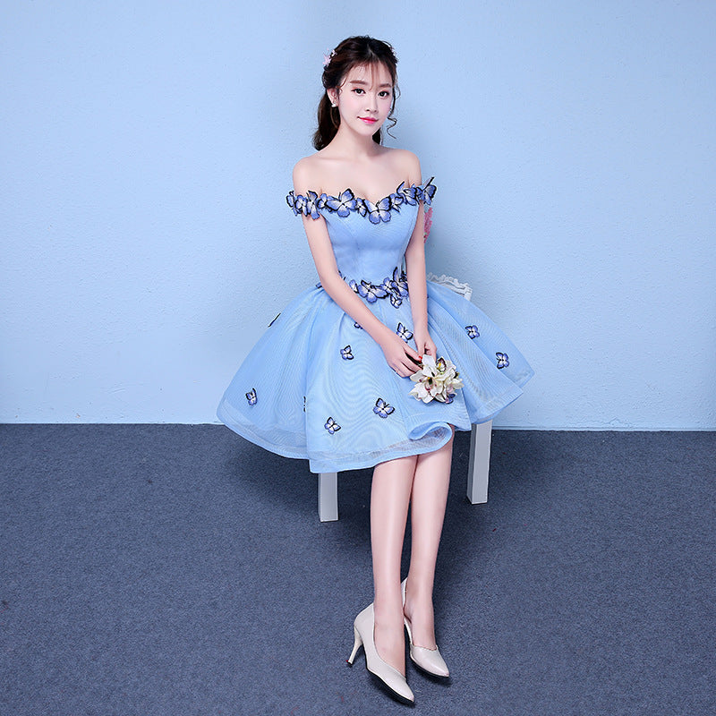 Women's Butterfly Solid Color Colored Mesh Dress