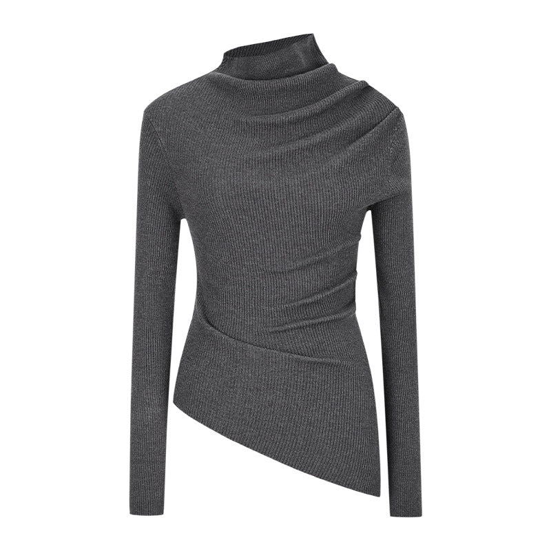 Sexy Off-the-Shoulder Long-Sleeve Knit Top For Women With A Slanted Neckline